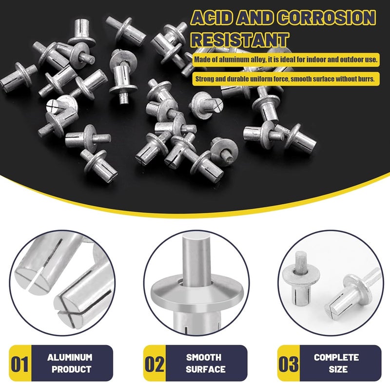 Mardatt 100Pcs M5 x 11mm Aluminum Core Rivets with Round Head, Half Round Head Hammer Drive Rivets, Knock Type Expansion Aluminum Rivets for Home Electronic Equipment - Image 3